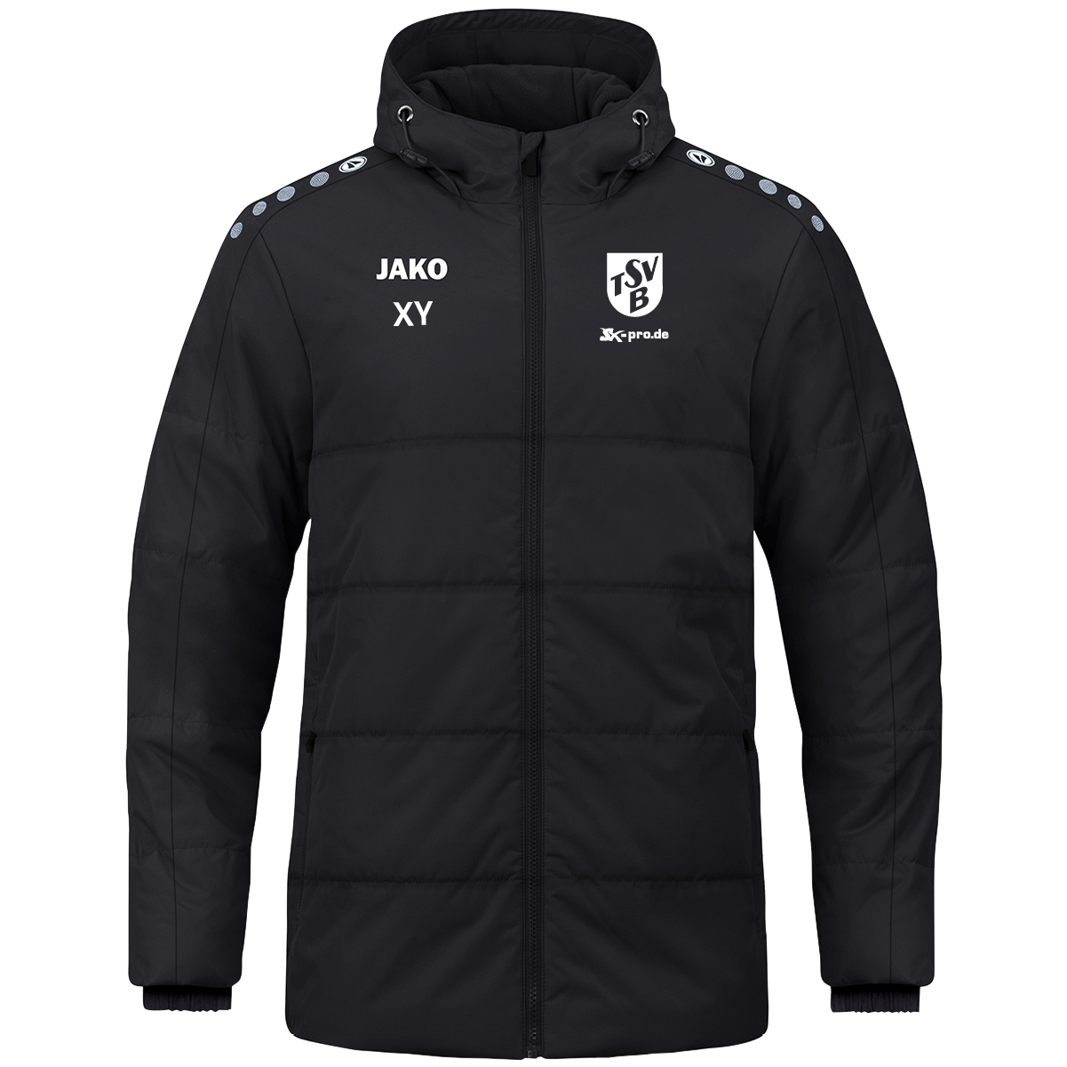 JAKO Coachjacke One mit Kapuze inkl.Wappen und Vereinsname (Initialen optional)