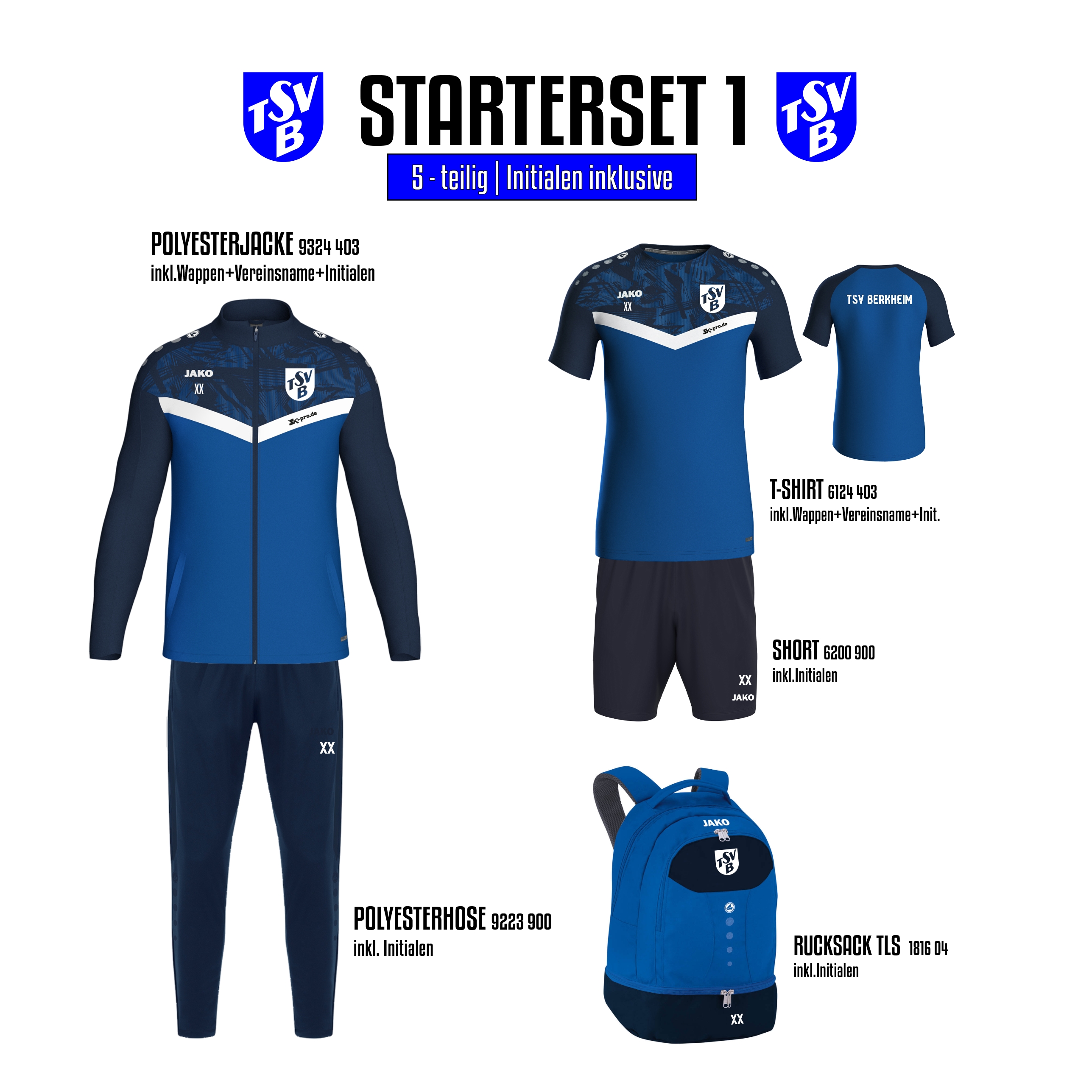 % STARTER-SET 1 Kinder % inkl. Wappen, Vereinsname und Initialen