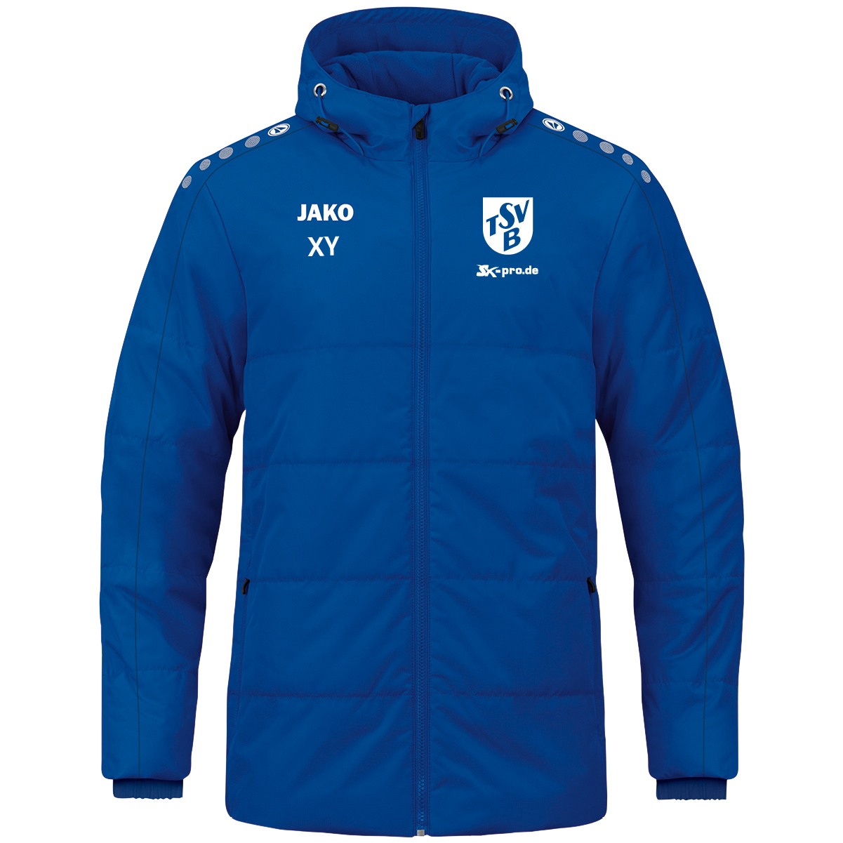 JAKO Coachjacke One mit Kapuze inkl.Wappen und Vereinsname (Initialen optional)